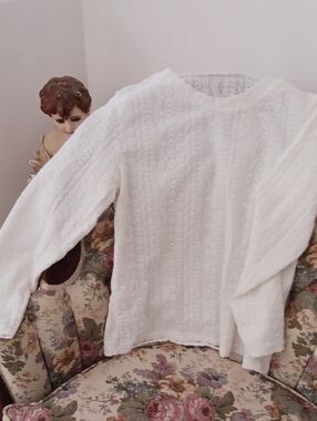 White Eyelet Long Sleeve Tee - Classic Women's Top